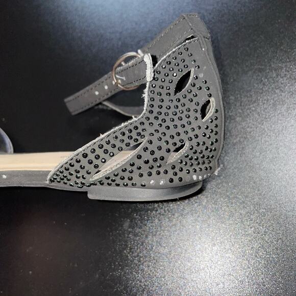 Madeline Stuart Black Flat Rhinestone Shoes Size 7.5 - Picture 7 of 10